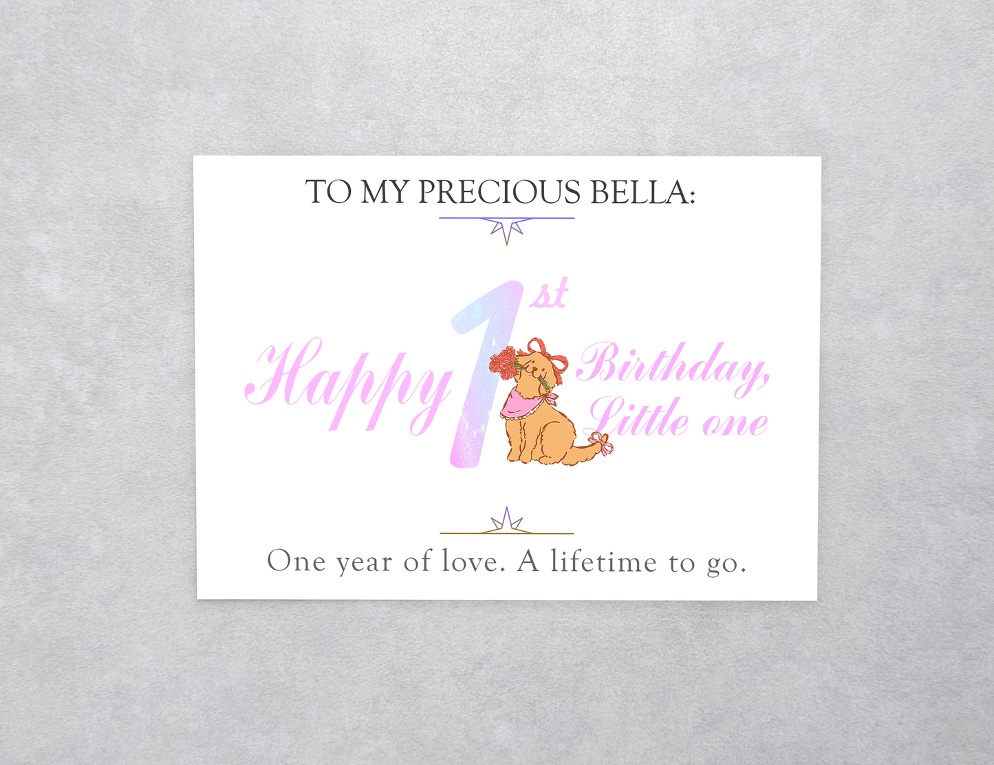 Pastel Pet 1st Birthday Custom Card