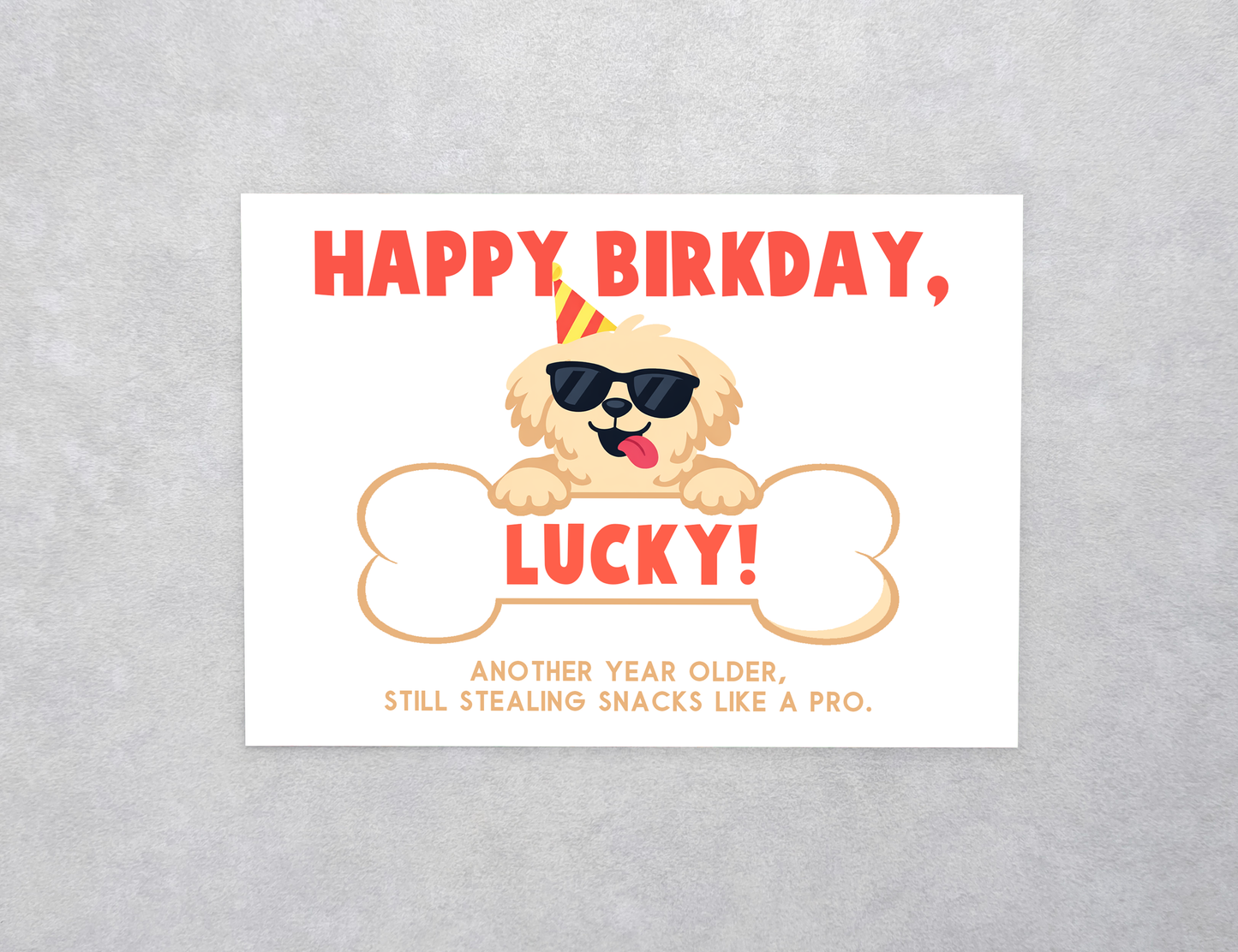 Cool Pup & Bone Pet Birthday Custom Card
