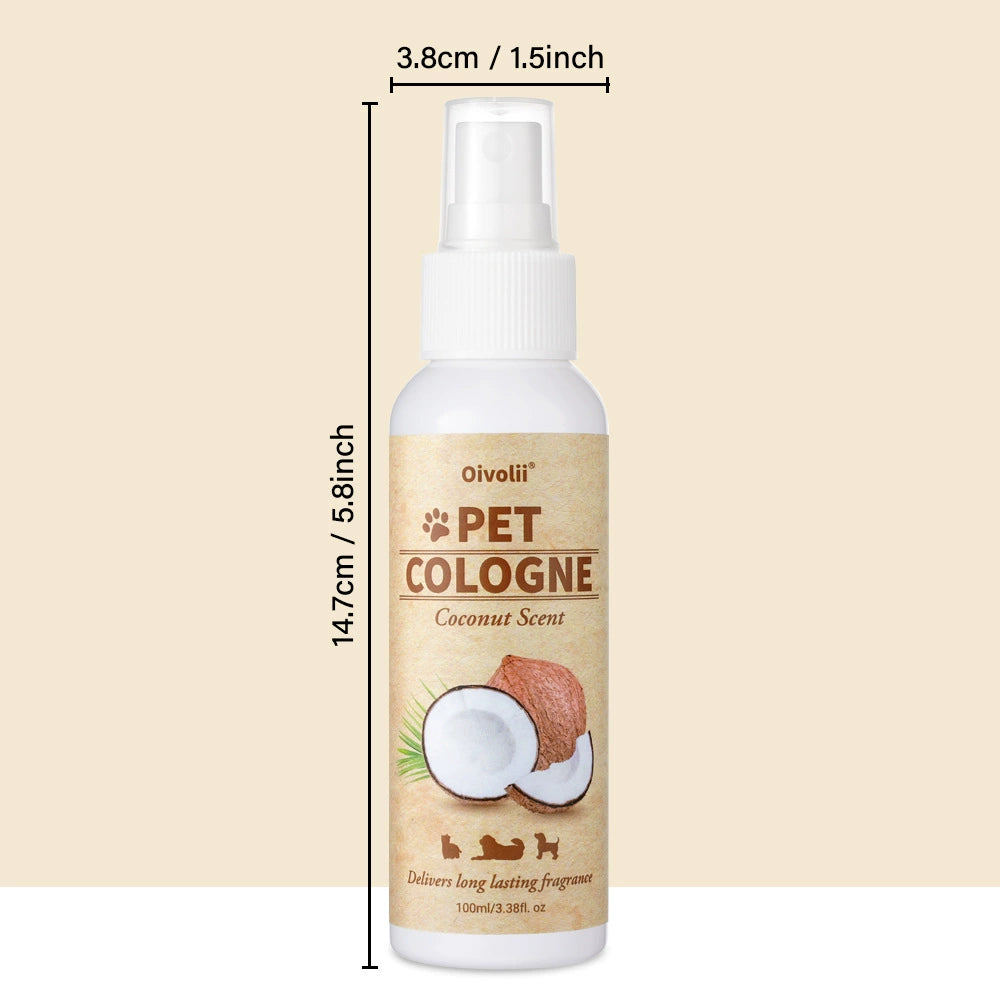 Oivolii Pet Cologne (Coconut Scent) – 100ml Dog-Specific Odor Eliminator & Long-Lasting Fragrance Spray