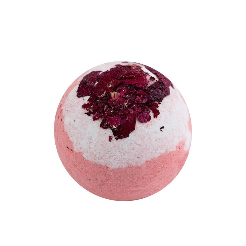Rose Dried Flower Bath Bomb – Relaxing Rose-Scented Bath Fizz, Moisturizing Salt Soak, with Real Rose Petals for Spa-Like Bath Experience