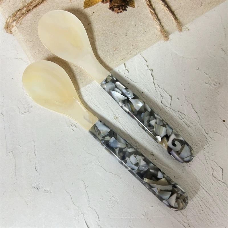 12CM Conch Shell-Inlaid Spoons – Elegant Mixed Shell Handle Tableware