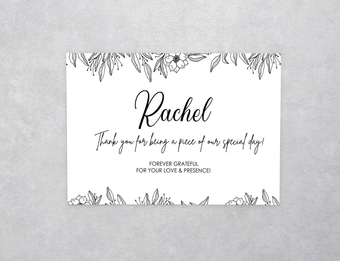 Line Art Floral Custom Thank You Card