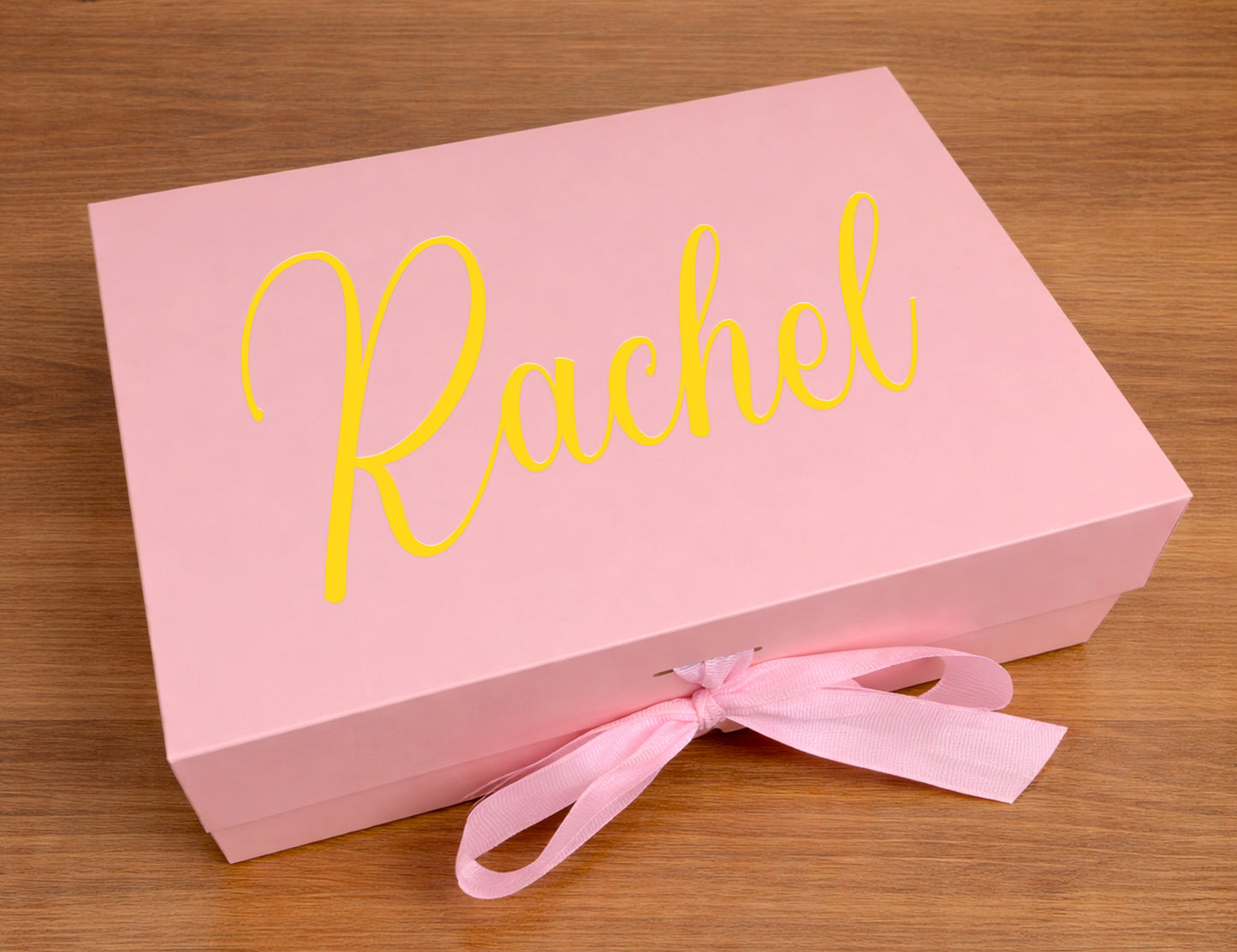 Blush Pink Personalized Wedding Guest Gift Box – Curated Self-Care Thank You Set (Medium Pink Ribbon Box, 26×19×8cm)