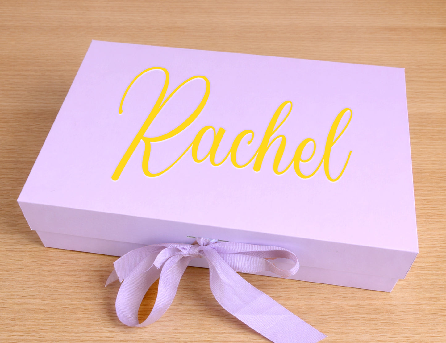Lavender & Ivory Personalized Wedding Guest Mini Gift Box – Curated Self-Care Thank You Favor Set (Small Purple Ribbon Box, 23×17×7cm)