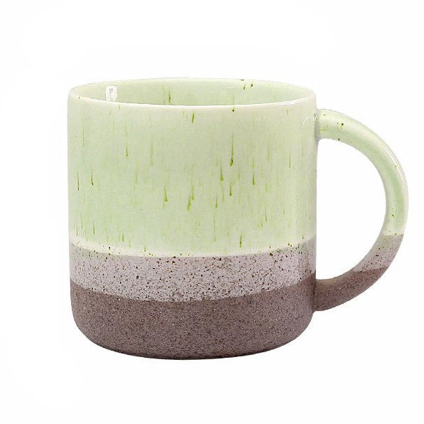 400ML Chubby Straight-Body Ceramic Mug – Handcrafted Gradient Textured Design (Pink/Green Options)