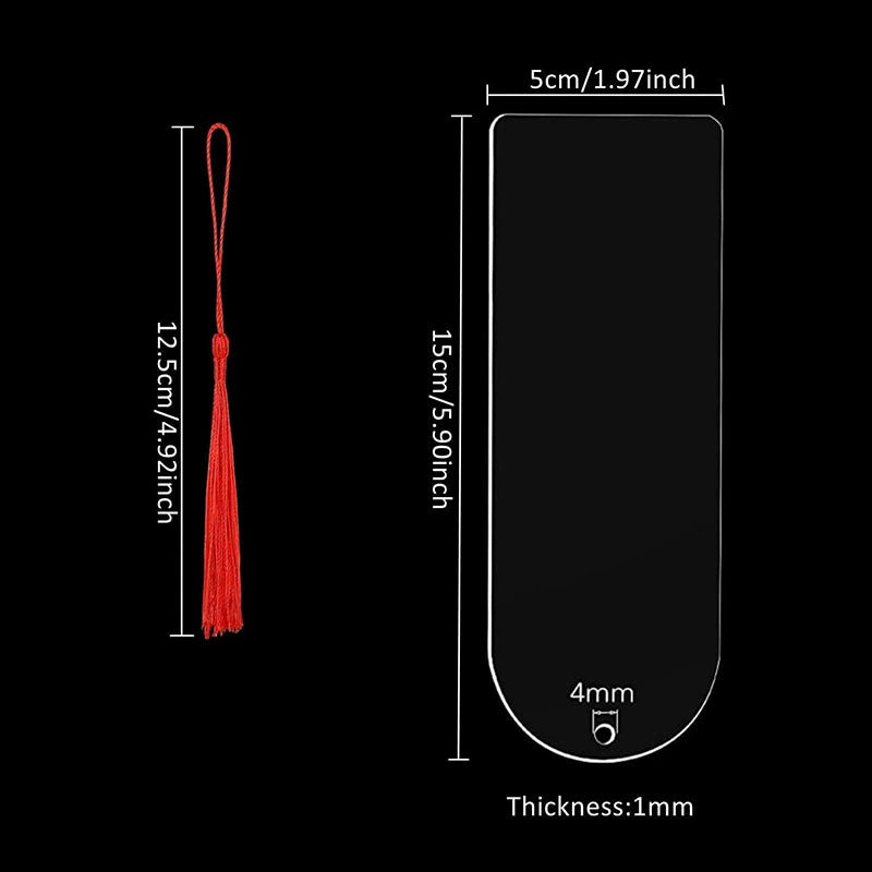 Semi-Circular Acrylic Bookmark with Tassel (15cm) – Transparent, Durable & Decorative