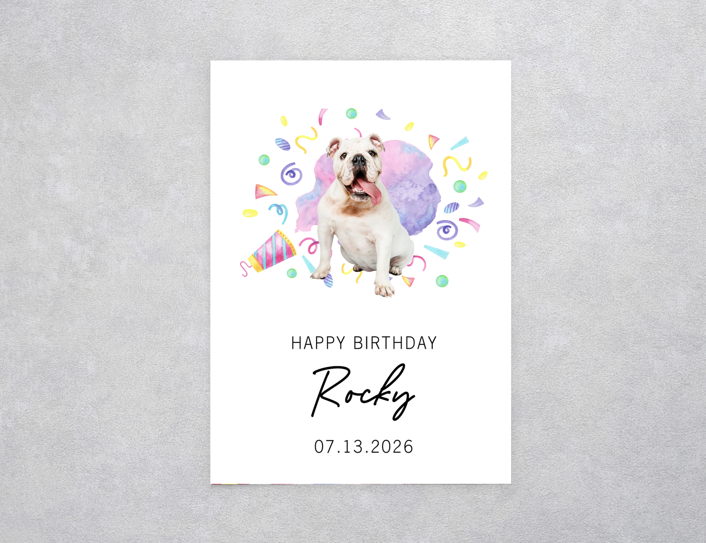 Watercolor Dog Minimalist Pet Birthday Card