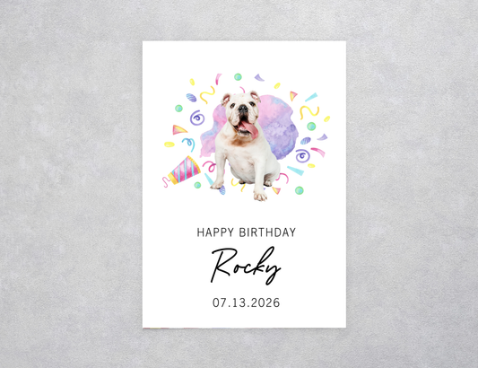 Watercolor Dog Minimalist Pet Birthday Card