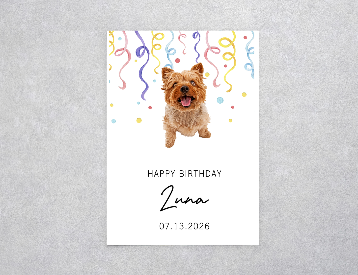 Watercolor Dog Minimalist Pet Birthday Card