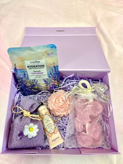 Purple Serenity Gratitude Gift Box – Floral Self-Care Thank You Set