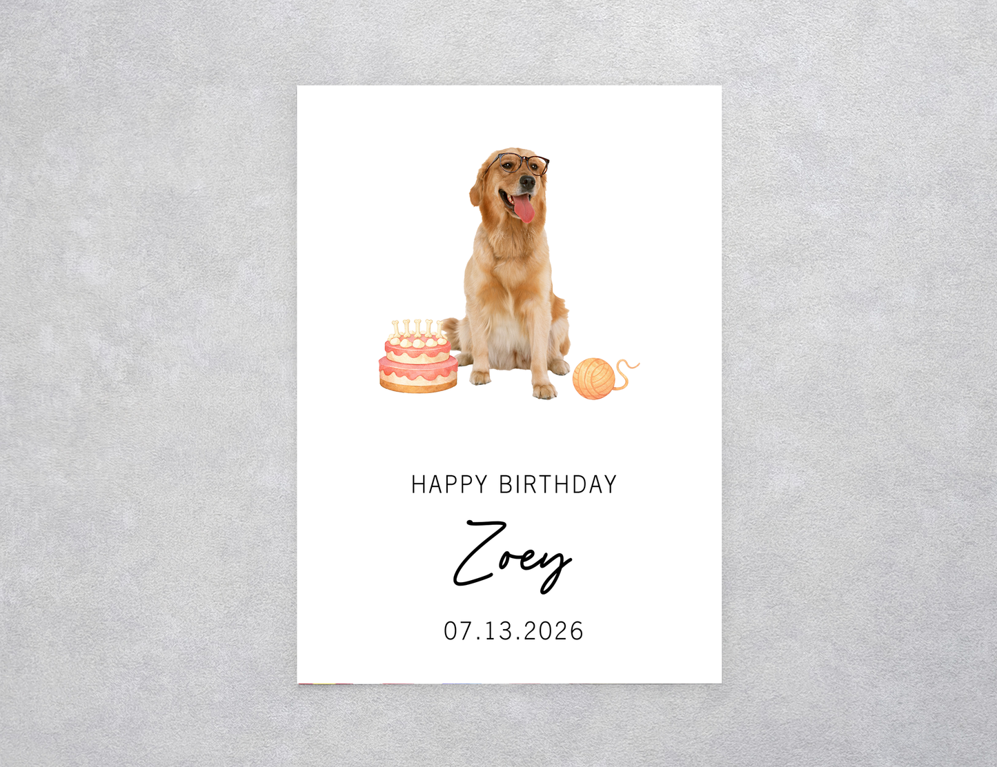 Watercolor Dog Minimalist Pet Birthday Card