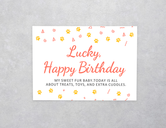 Paw Print Pet Birthday Custom Card