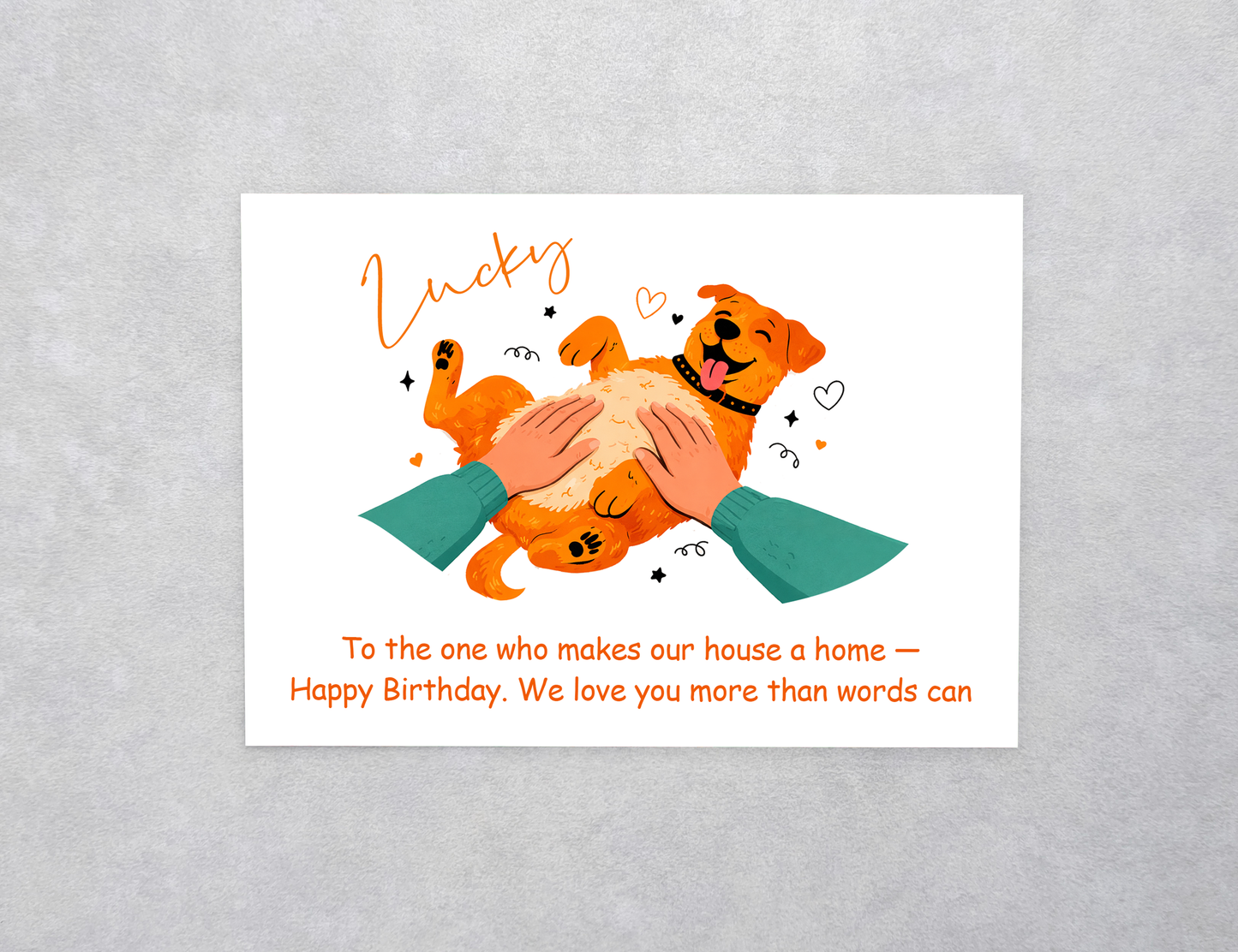 Tummy Rub Pet Birthday Custom Card
