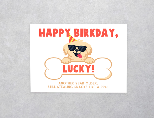 Cool Pup & Bone Pet Birthday Custom Card