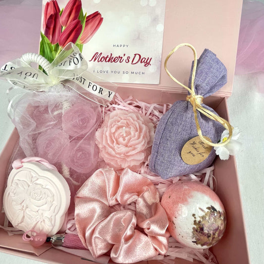 Pink Mother's Day Spa Gift Box - Self-Care Gift Set with Lavender Sachet, Scrunchie & Bath Bomb - image 1