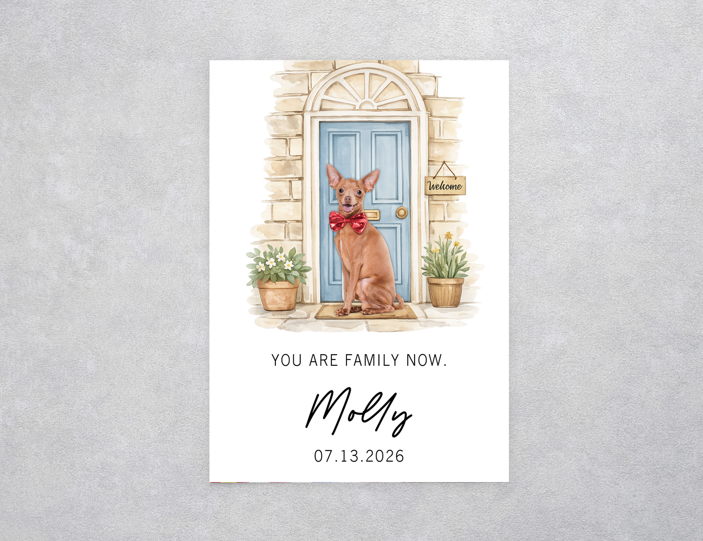 Watercolor Dog Welcome Home Custom Card