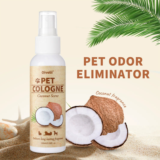 Oivolii Pet Cologne (Coconut Scent) – 100ml Dog-Specific Odor Eliminator & Long-Lasting Fragrance Spray