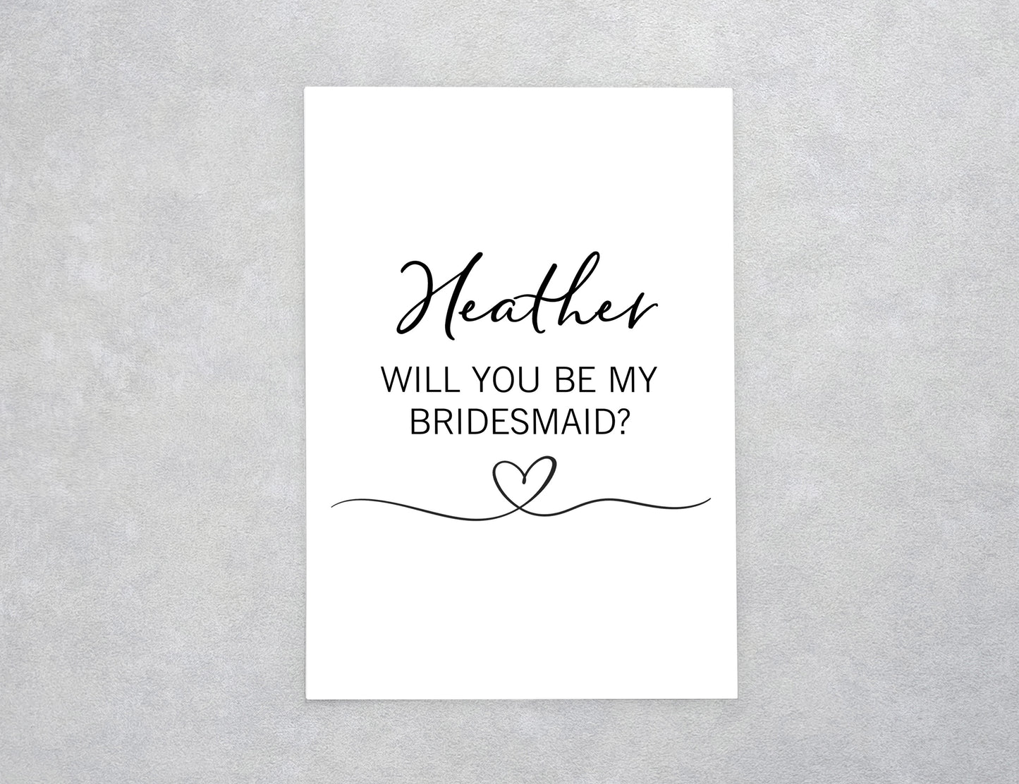 Minimalist Heart Line Bridesmaid Proposal Card