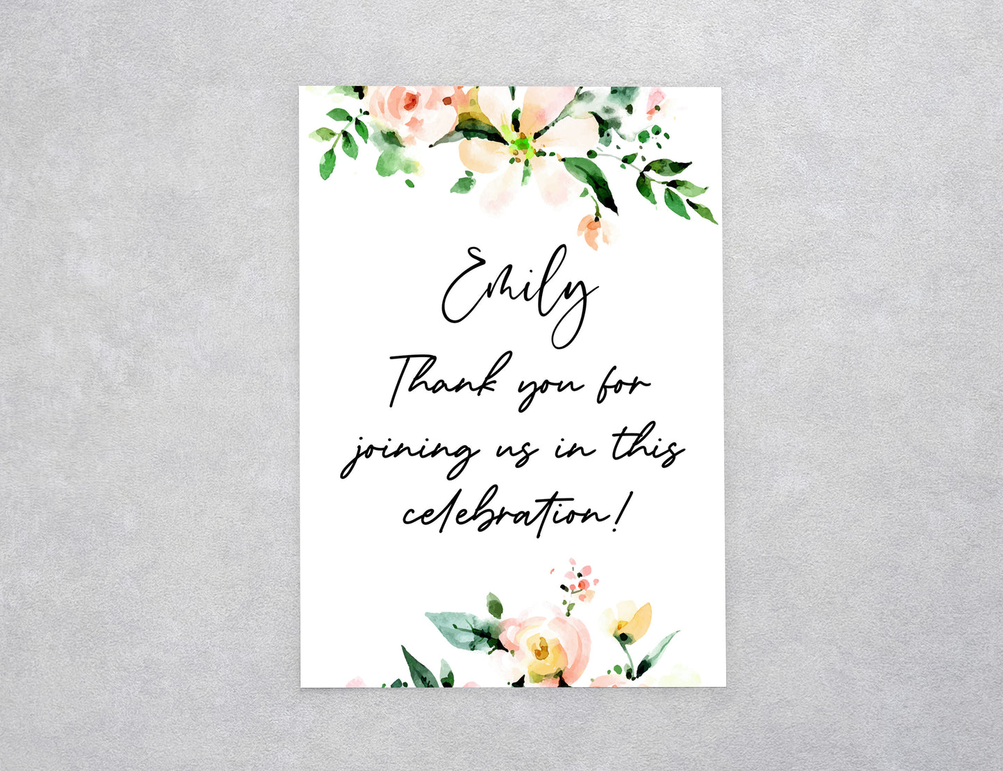 Watercolor Floral Custom Thank You Card