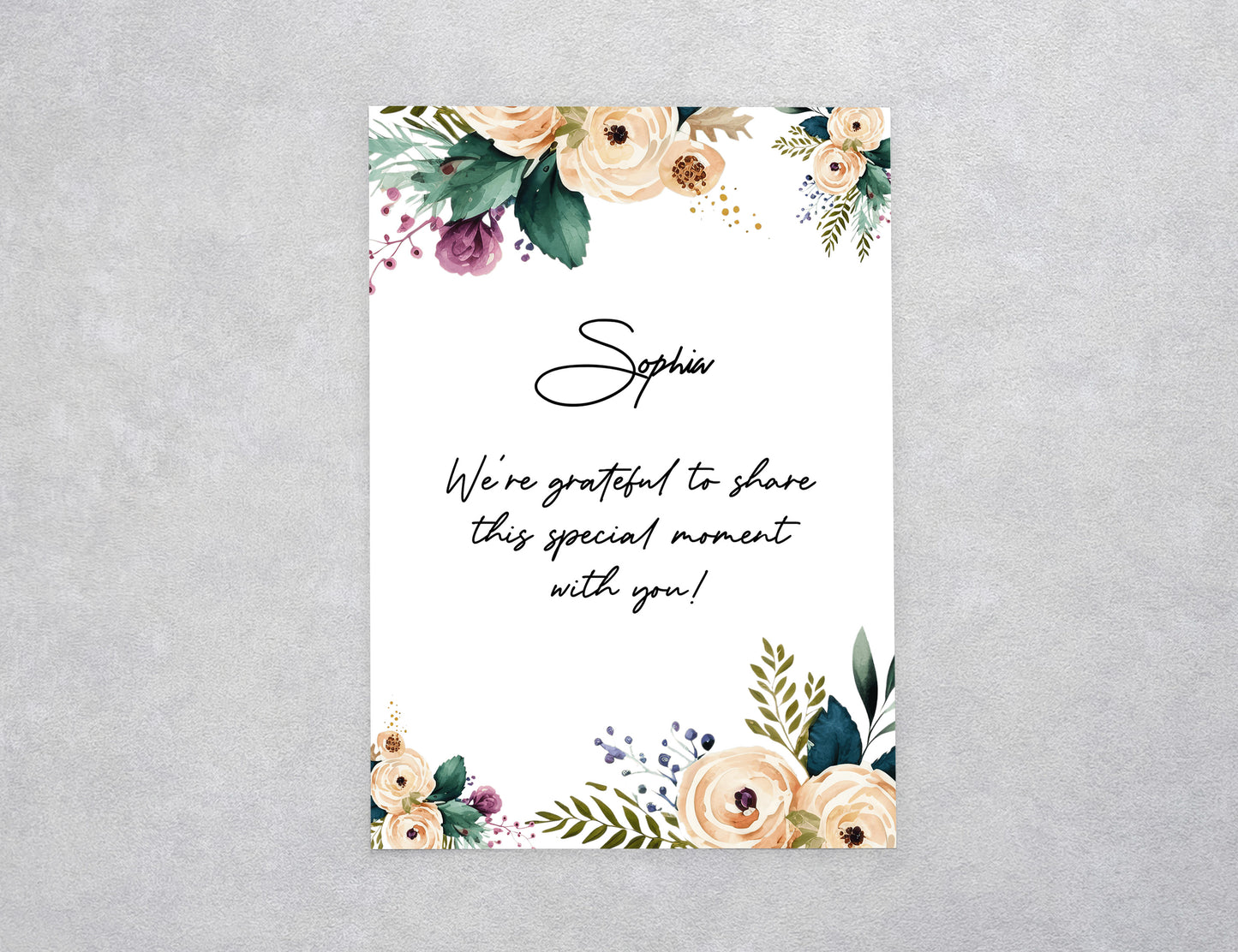 Warm Watercolor Floral Custom Thank You Card