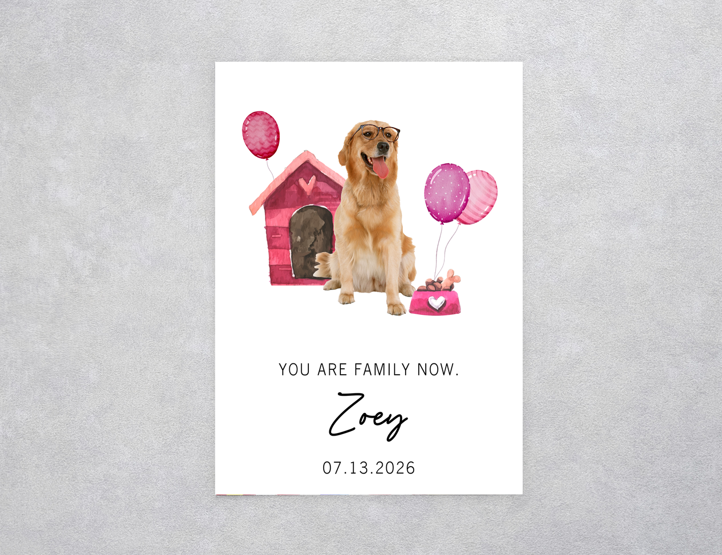 Watercolor Dog Welcome Home Custom Card