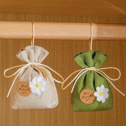 Linen Fabric Scented Sachet – Long-Lasting Fragrance & Odor Eliminator (Multiple Colors with Daisy Decor)