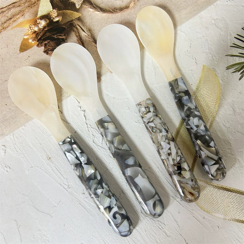 12CM Conch Shell-Inlaid Spoons – Elegant Mixed Shell Handle Tableware