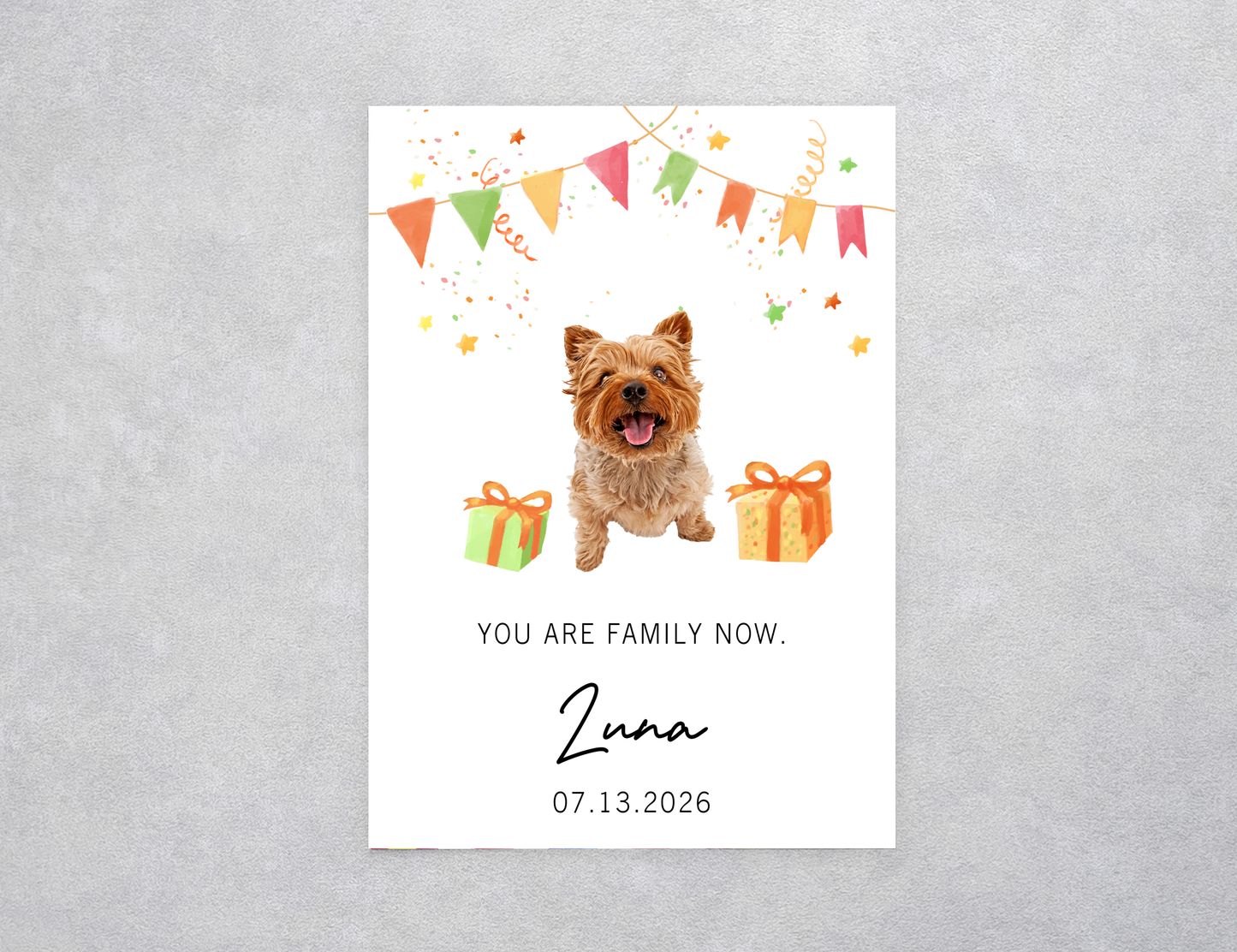 Watercolor Dog Welcome Home Custom Card