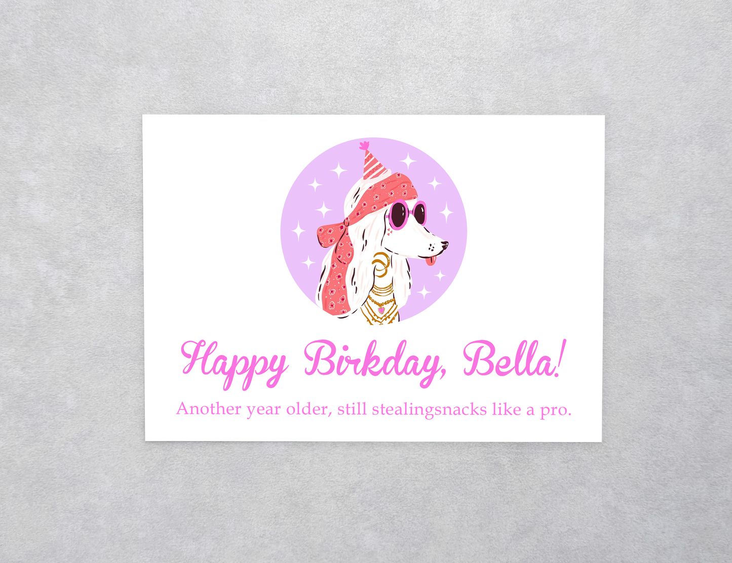 Blingy Stylish Pup Pet Birthday Card
