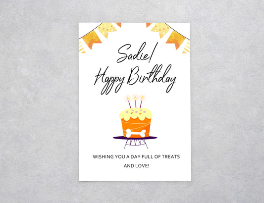 Pet Birthday Cake & Bunting Custom Card