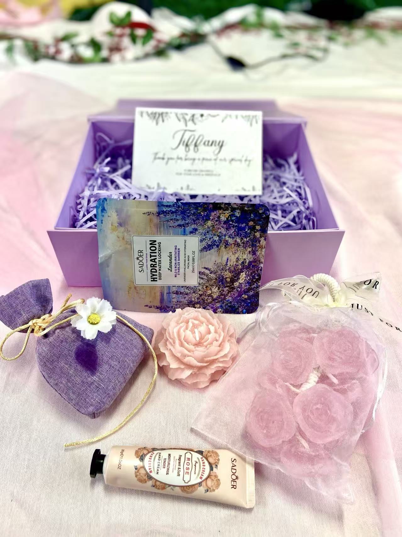 Purple Serenity Gratitude Gift Box – Floral Self-Care Thank You Set