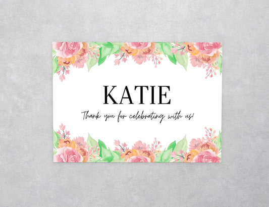 Blush & Peach Watercolor Floral Custom Thank You Card