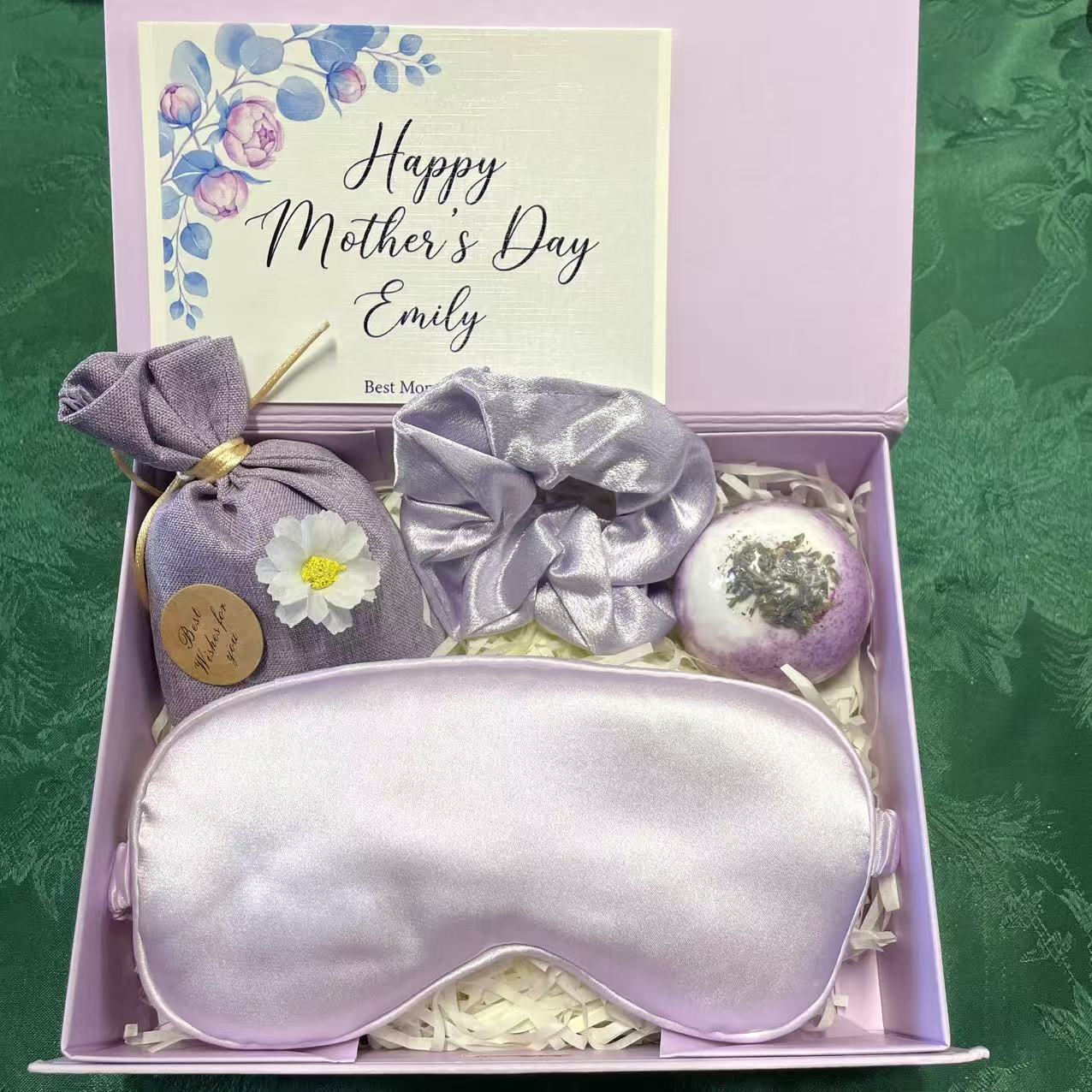 Lavender Sleep Gift Box - Mother's Day Self-Care Set with Silk Eye Mask, Scrunchie & Bath Bomb - image 1