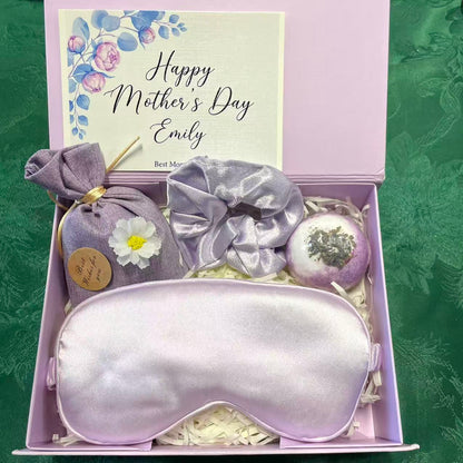 Lavender Sleep Gift Box - Mother's Day Self-Care Set with Silk Eye Mask, Scrunchie & Bath Bomb - image 1