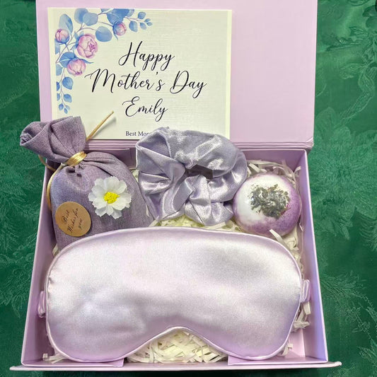 Lavender Sleep Gift Box - Mother's Day Self-Care Set with Silk Eye Mask, Scrunchie & Bath Bomb - image 1