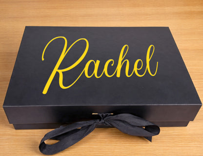 Thank You Teacher Appreciation Gift Box – Premium Black & Gold Curated Set (Large Black Ribbon Box, 31.5×26×10.5cm)