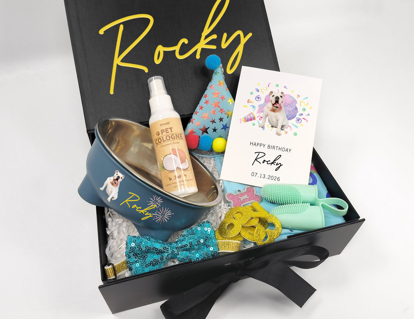 Custom Dog Birthday Party Box – Festive Grooming & Accessory Set