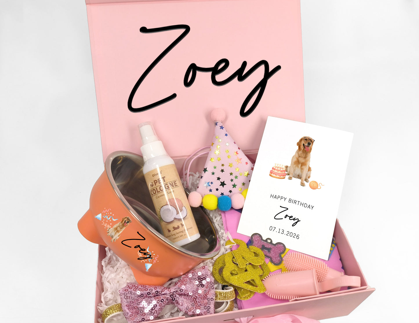 Custom Dog Birthday Party Box – Festive Grooming & Accessory Set
