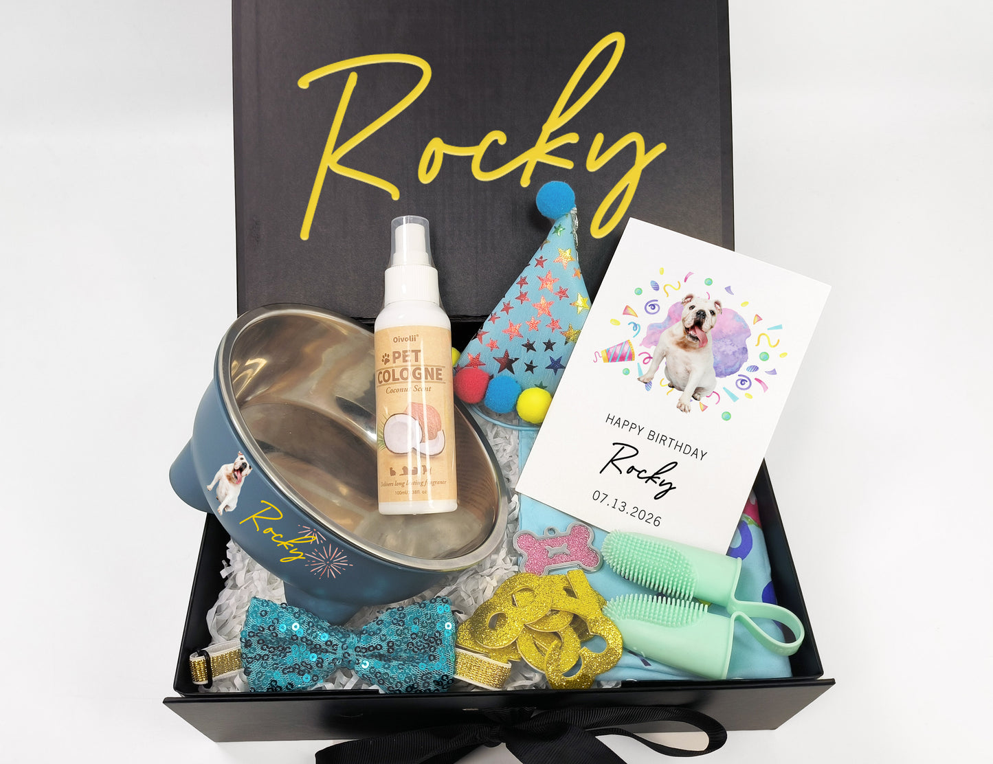 Custom Dog Birthday Party Box – Festive Grooming & Accessory Set