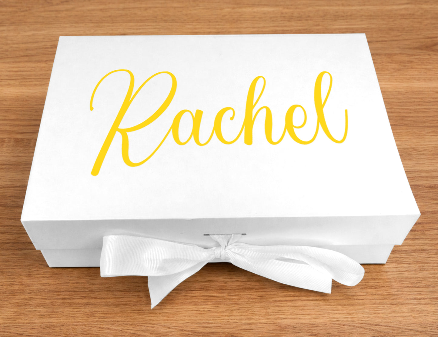 Blush & Ivory Personalized Wedding Guest Mini Gift Box – Curated Self-Care Thank You Favor Set (Small White Ribbon Box, 23×17×7cm)