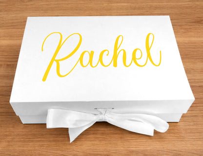 Lavender Stripe Bridesmaid Proposal Gift Box – Customizable “Will You Be My Bridesmaid?” Set (Small White Ribbon Box, 23×17×7cm)