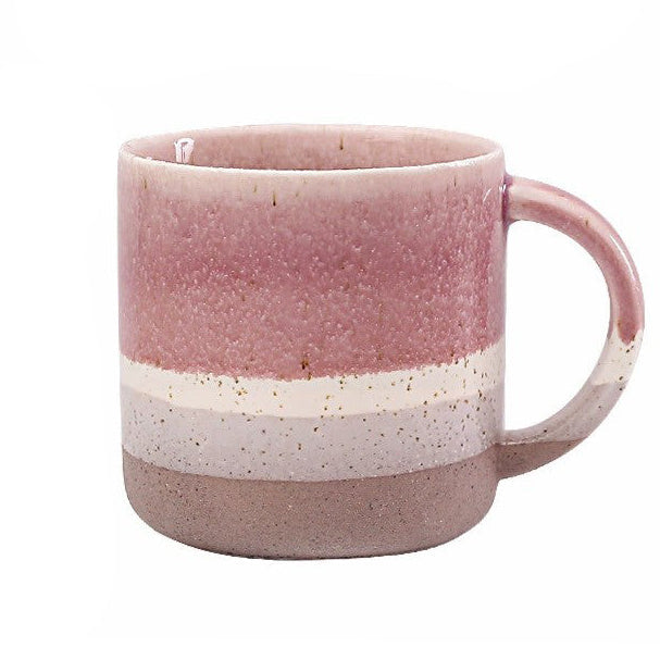 400ML Chubby Straight-Body Ceramic Mug – Handcrafted Gradient Textured Design (Pink/Green Options)