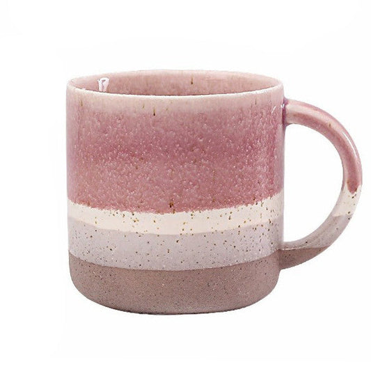 400ML Chubby Straight-Body Ceramic Mug – Handcrafted Gradient Textured Design (Pink/Green Options)