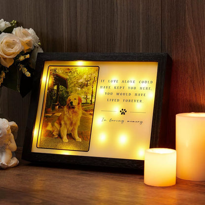 Light-Up Wooden Pet Memorial Photo Frame – Customizable In Loving Memory Frame with LED Warm Lights