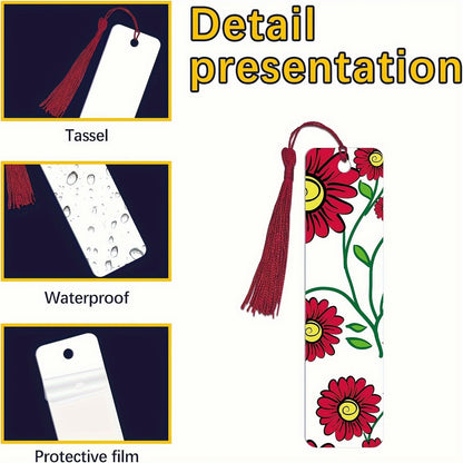 Metal Sublimation Blank Bookmark Set (1 Set) – With Colorful Tassels, Waterproof & Customizable