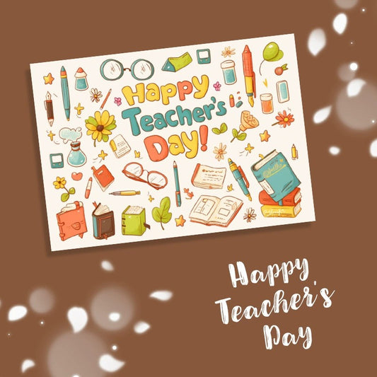 Happy Teacher's Day Greeting Cards (11.4×8cm) – Colorful Stationery Theme Decorative Small Cards