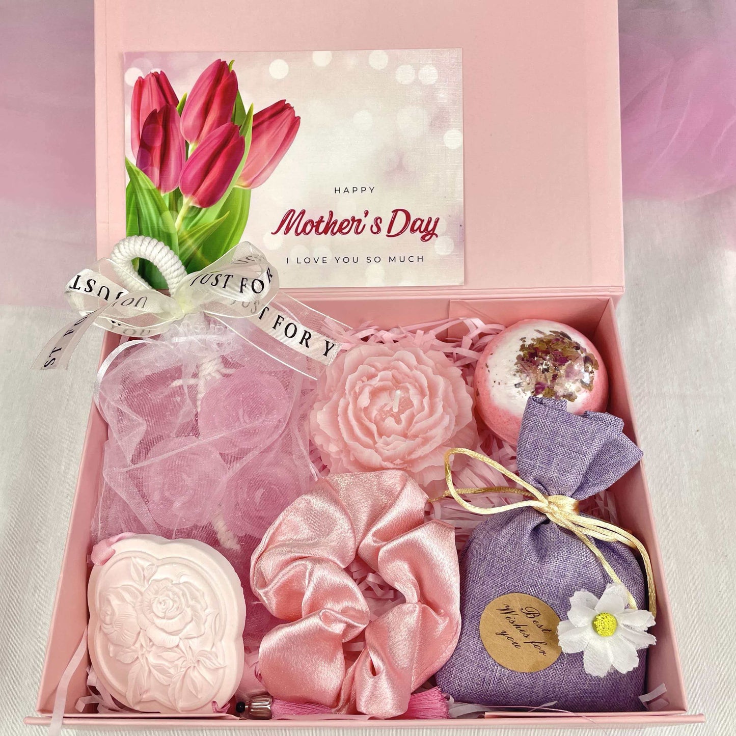 Pink Mother's Day Spa Gift Box - Self-Care Gift Set with Lavender Sachet, Scrunchie & Bath Bomb - image 3