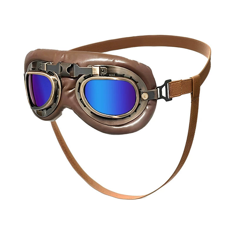 Vintage Pet Pilot Goggles (UV Protection) – Adjustable Strap & Comfort Cushion Pad