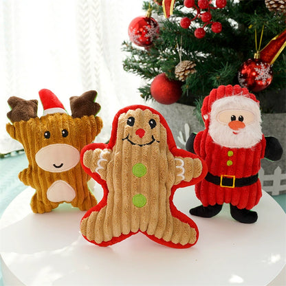 Christmas Pet Plush Squeaky Toys – Chew-Resistant, Multiple Festive Styles