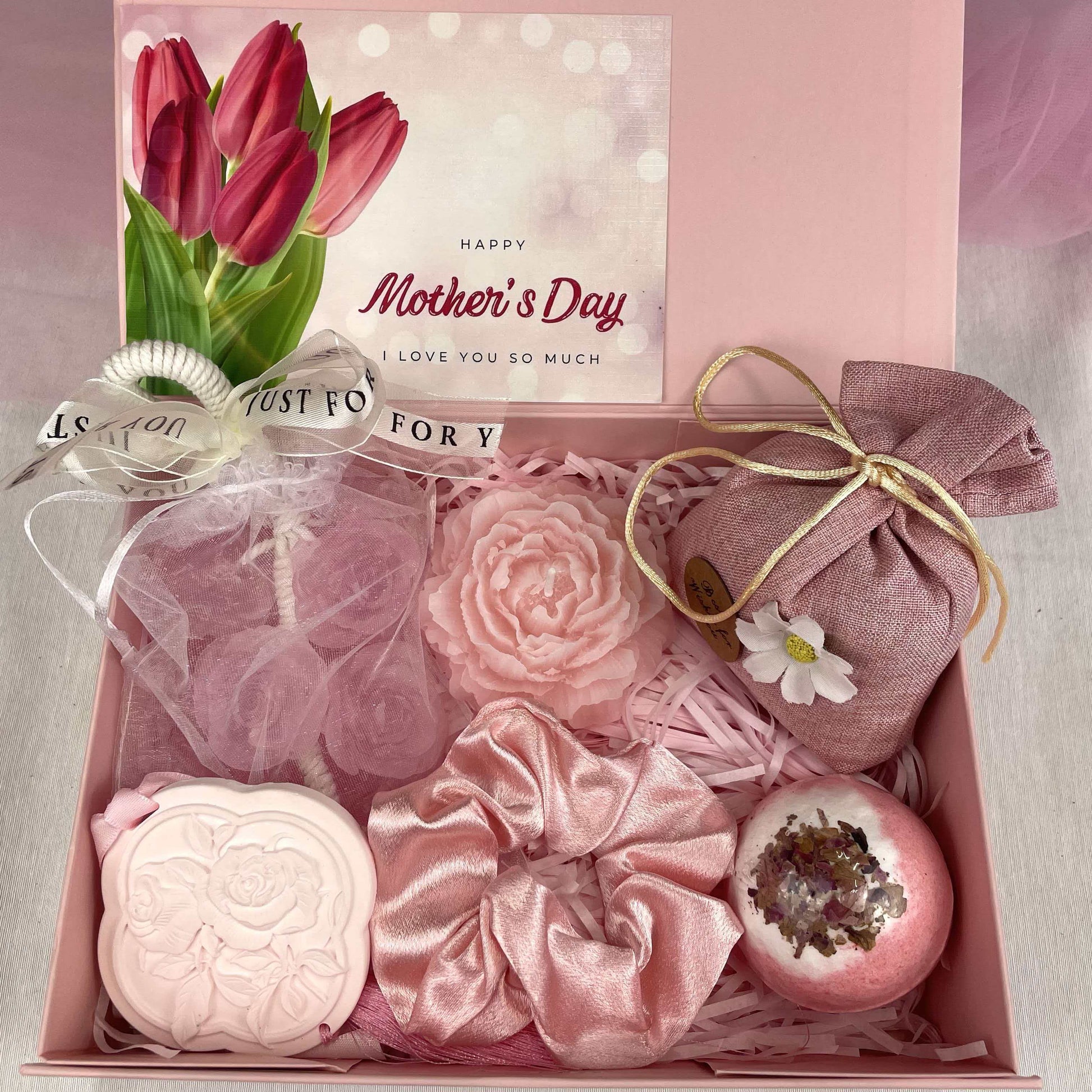 Blush Pink Mother's Day Spa Gift Box - Self-Care Gift Set with Floral Soap, Scrunchie & Bath Bomb - image 2